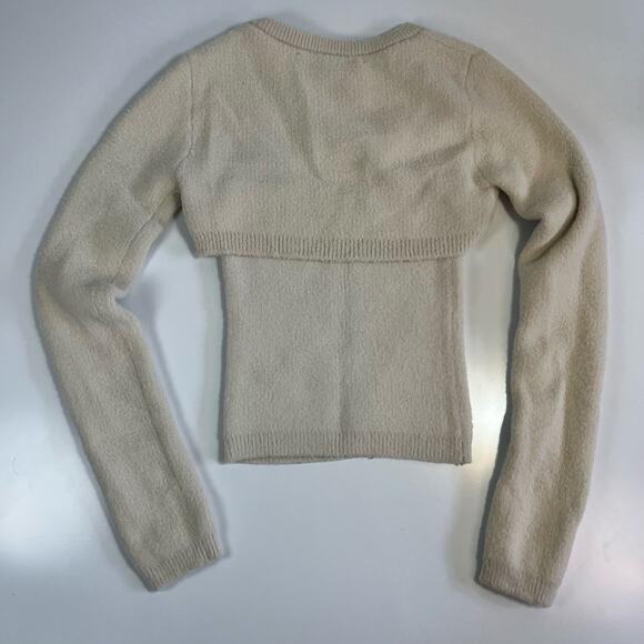 ZARA Small Ivory 2 Piece Knit Arm Warmer Shrug Sweater + Tube Top Stretchy - Picture 9 of 9